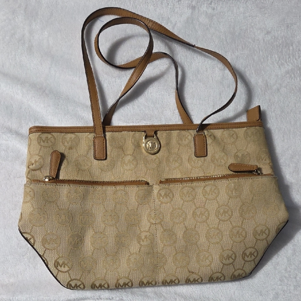 Michael Kors Beige and Brown Logo Tote